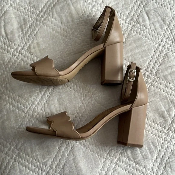 Sam Edelman Circus Nude Beige Olga Faux-Leather Heels Ankle Strap Sandals US7 - Picture 7 of 16
